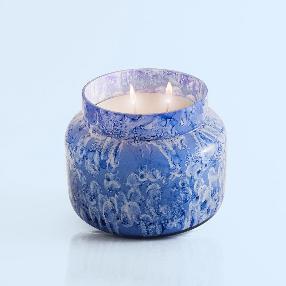 capri blue watercolor candle