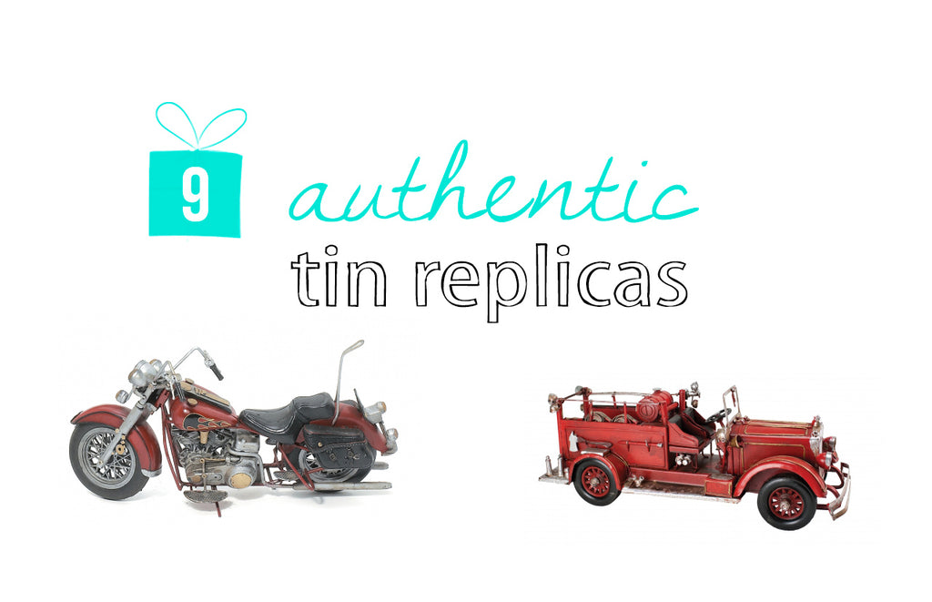 9 authentic tin replica gifts