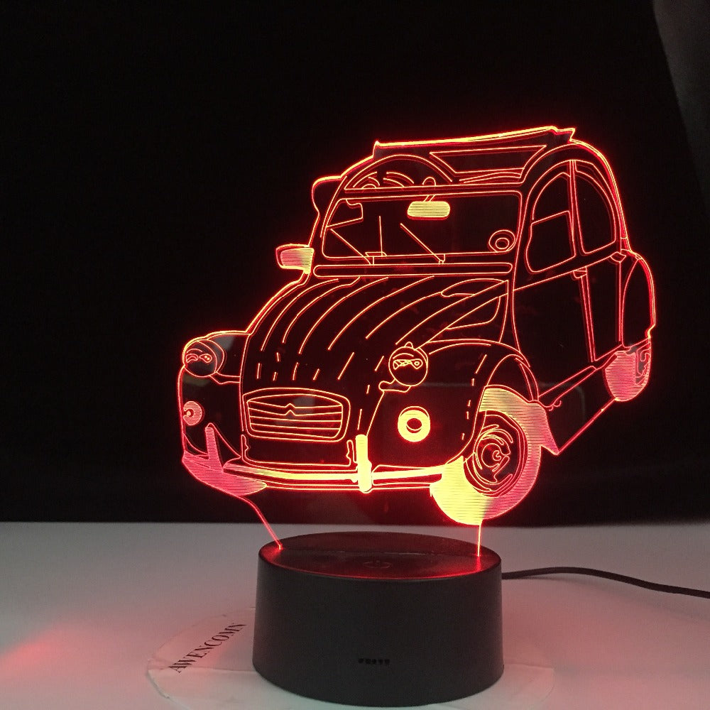 3D-4633 Car Vintage Car Cool 3d Lamp 2cv 3d Illusion Led Night Light for Home Decoration Child Bedroom Adult Office Decor Light