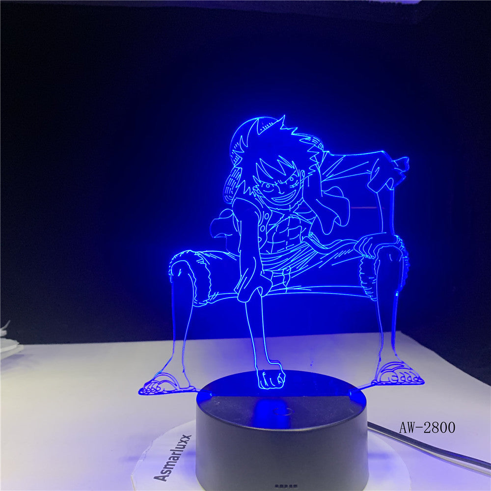 One Piece Luffy Table Lamp 3D LED Touch Switch Night Light Anime USB 7 Colors Atmospheres Decor LED Lighting Decor Gifts AW-2800