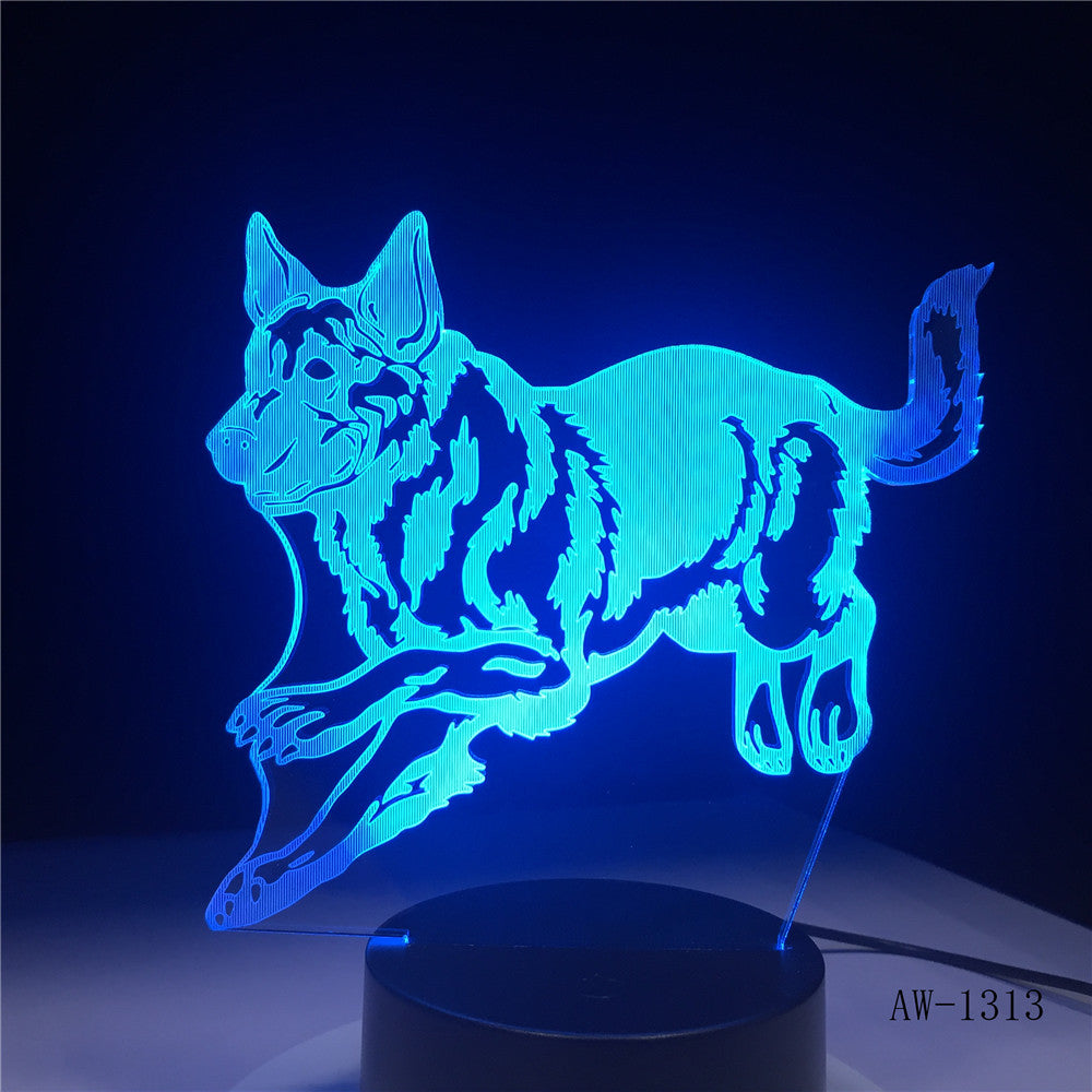 New 3D LED Night Light Wolf Animal 7 Colors Changing Creative Desk Lamp USB Touch Remote Table lamps Birthday Gift 1313