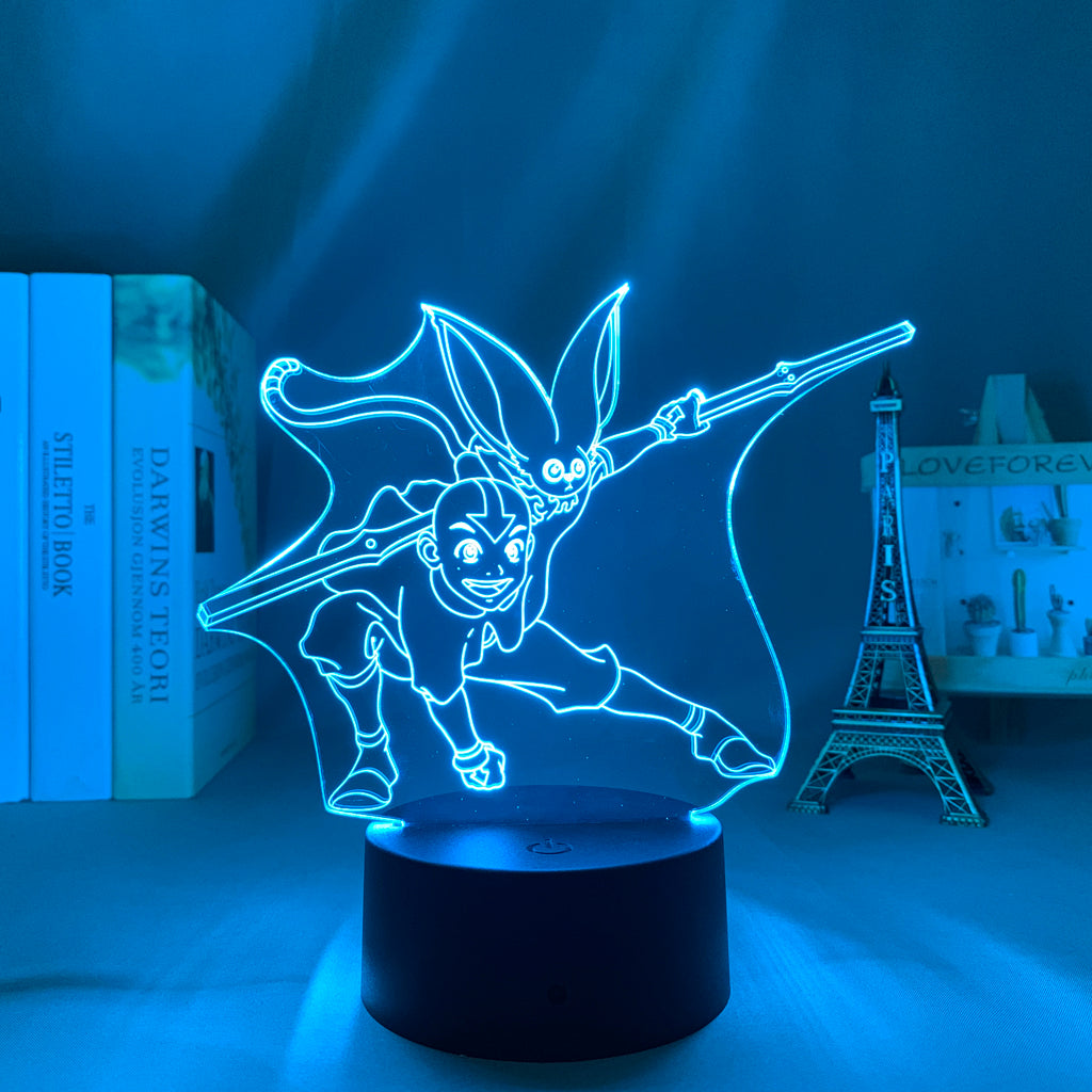 Avatar The Last Airbender Aang Home Bedroom Desk Decoration Small Night Light for Kids 3D LED Lamp Anime Figure Multiple Color Changes With Remote Control