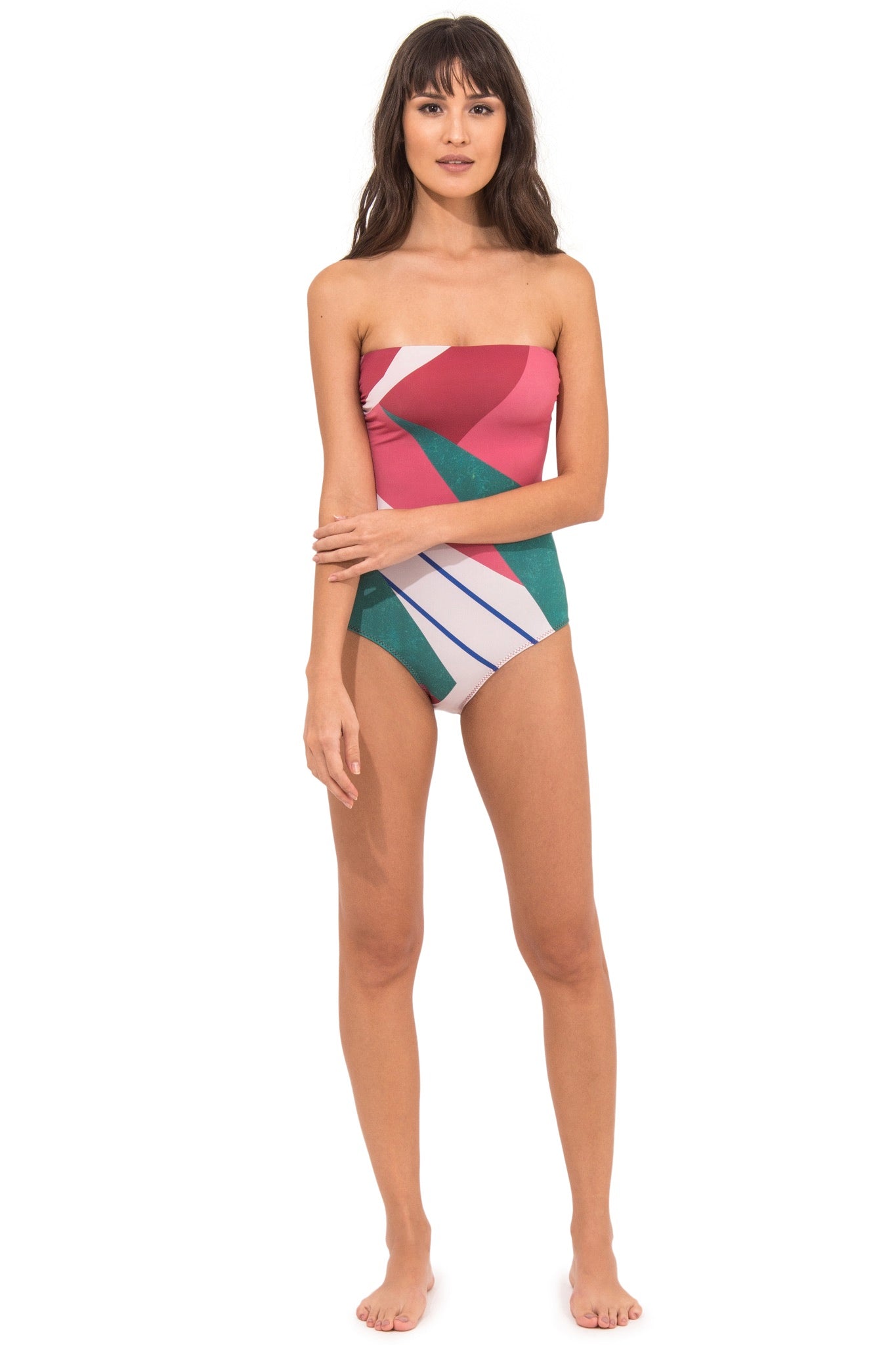 knotted bandeau one piece swimsuit