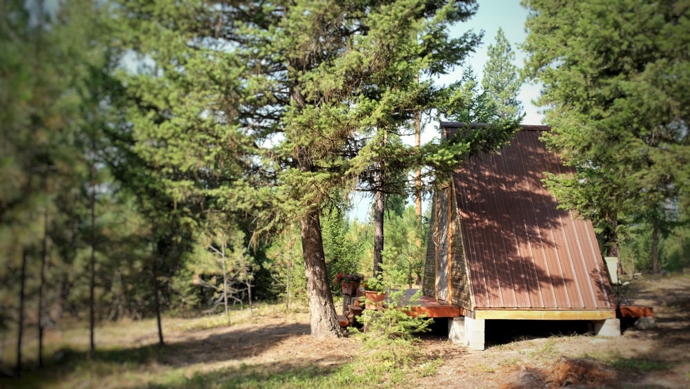 Tiny A-Frame Cabin built by couple for just $700 in only 3 weeks