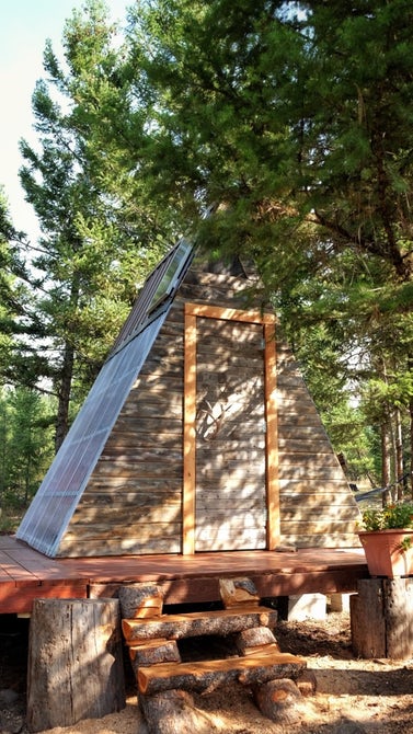 Tiny A-Frame Cabin built by couple for just $700 in only 3 weeks