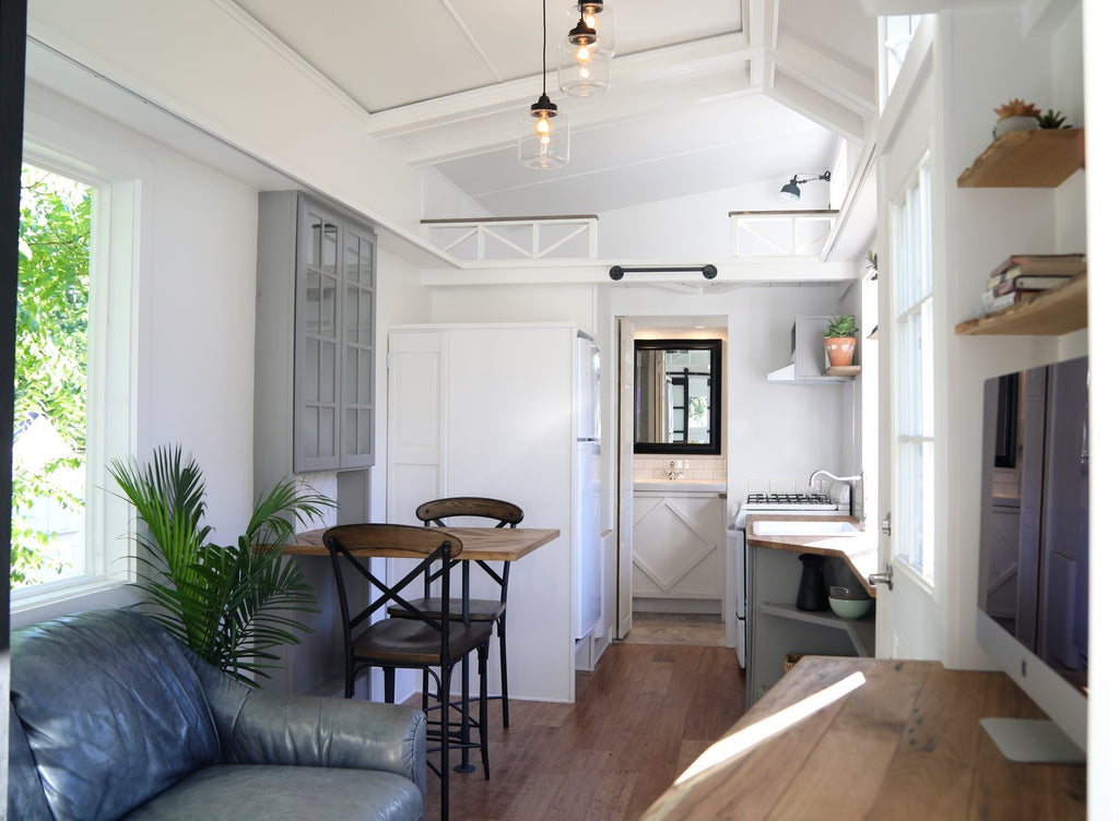 Pacific Pearl tiny home on wheels by Handcrafted Movement - Living Room