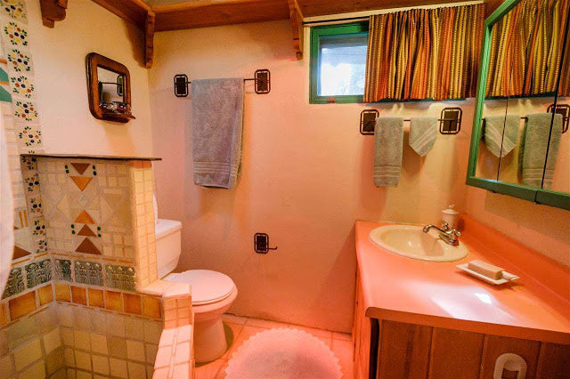 Santa Fe Pueblo Style Tiny Home Interior - Mosaic Tile Bathroom 2