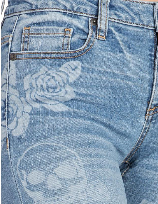 skull print jeans