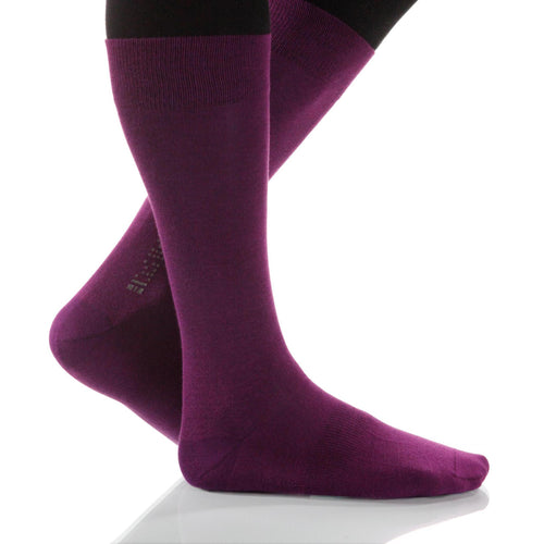 Heliotrope Solid Socks; Men's or Women's Merino Wool - Violet - XOAB