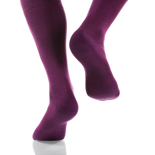 Heliotrope Solid Socks; Men's or Women's Merino Wool - Violet - XOAB