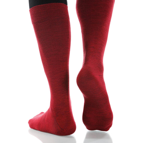 Scarlet Solid Socks; Men's or Women's Merino Wool - Red - XOAB
