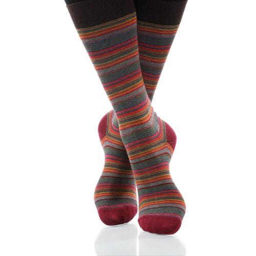 Cinnabar Strata Socks; Men's or Women's Supima Cotton Red/Orange XOAB