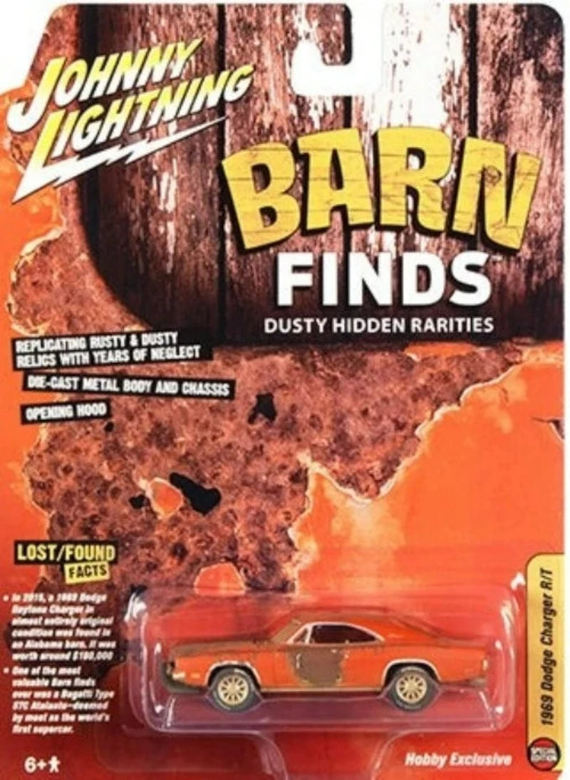 1969 Dodge Charger R/T Orange (Unrestored) "Barn Finds" 1/64 Diecast Model Car by Johnny Lightning