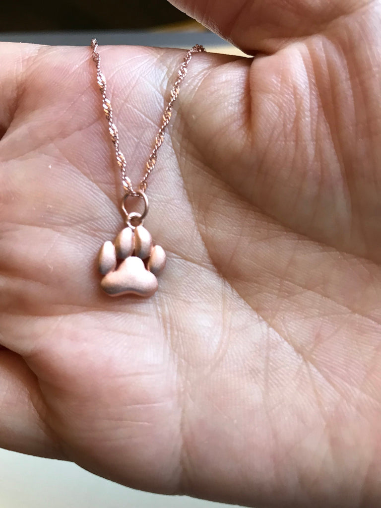 rose gold dog paw necklace