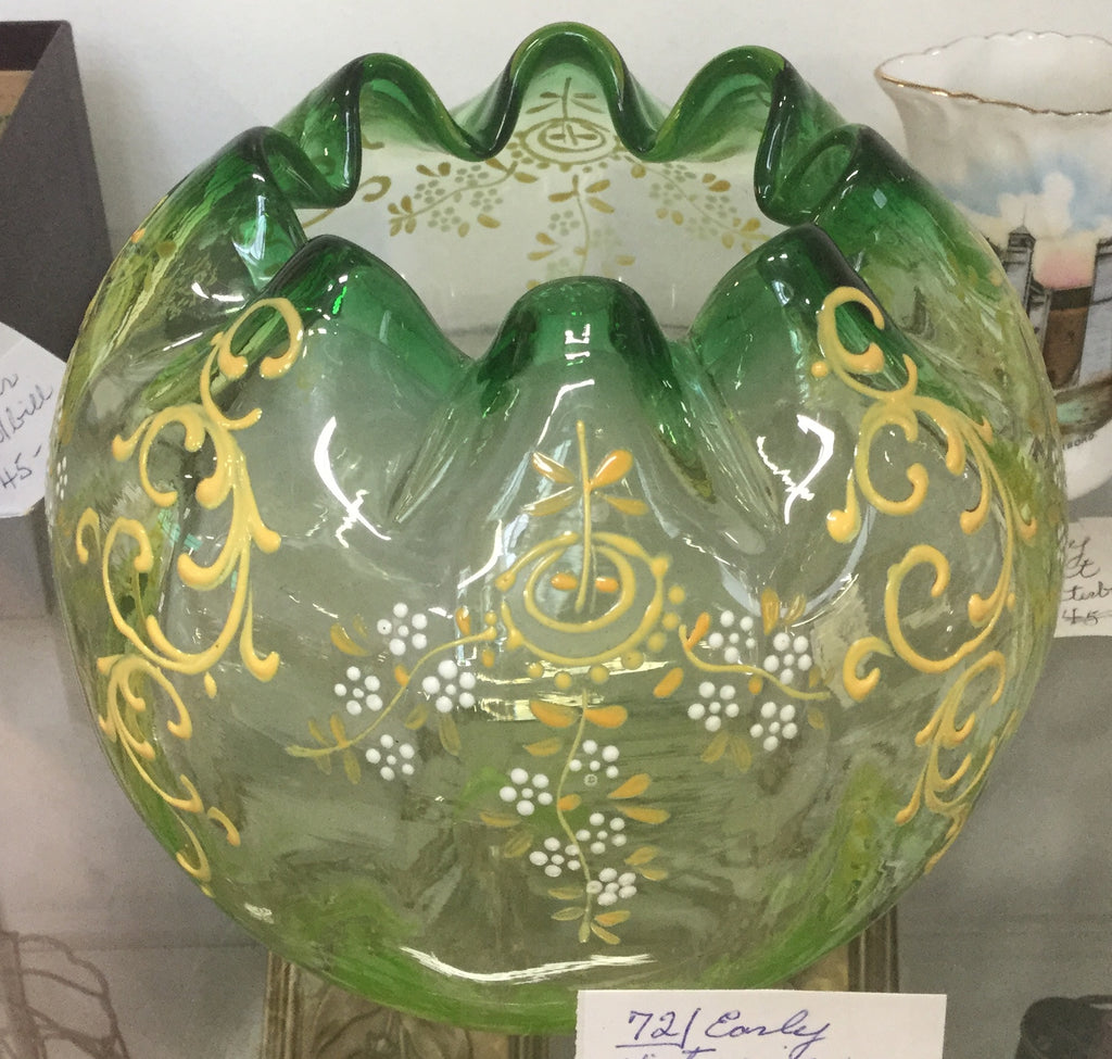 Vaseline Glass Rose Bowl