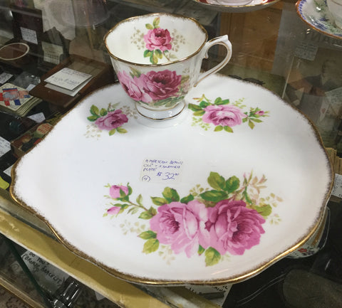 American Beauty Porcelain Cup and Plate