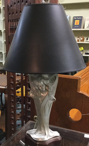 Art Nouveau Silver Grey Table Lamp