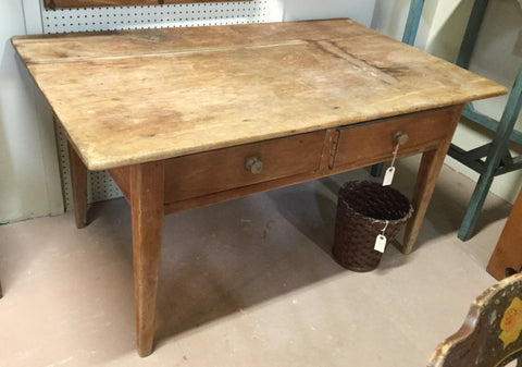 1850 Pine Baking Table, Two Drawer