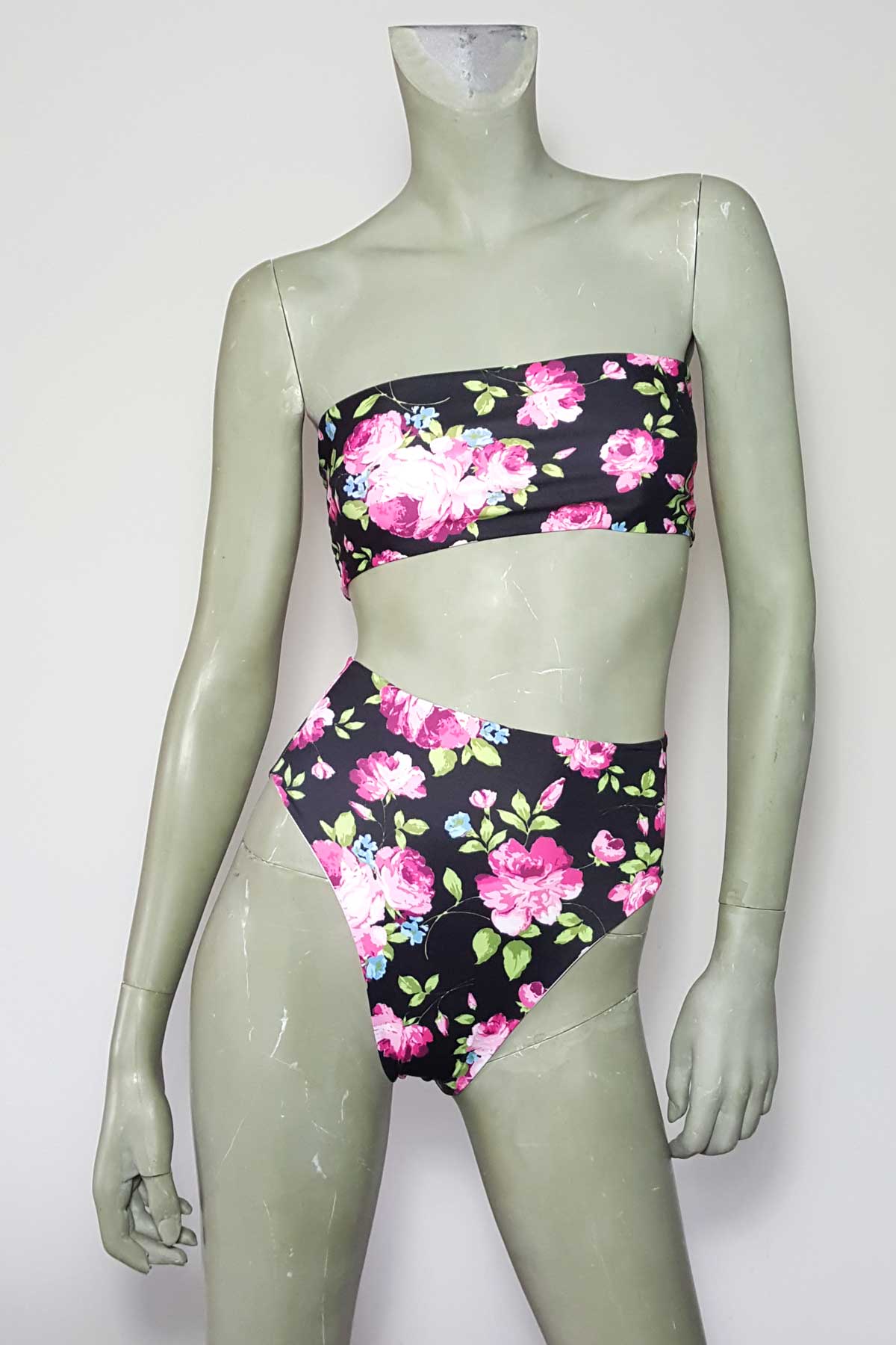 Vintage Style Bandeau Bikini Set - Summer Rose