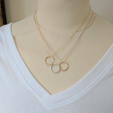 Circle Necklace - silver, rose gold, gold necklaces