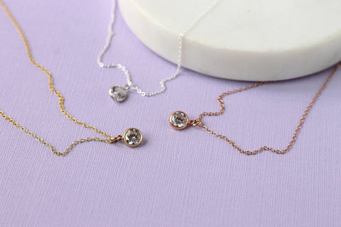 Tiny Crystal Necklace - diamond alternative necklace