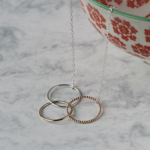 Ombre Linked Circle Necklace - rose gold fill, sterling silver, gold fill