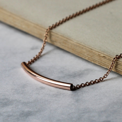 Rose Gold Bar Necklace - Valentine's Day Gift