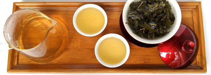 high quality leaves steeped in gong fu style with a glass server and two cups to deliver several infusions of intense flavor