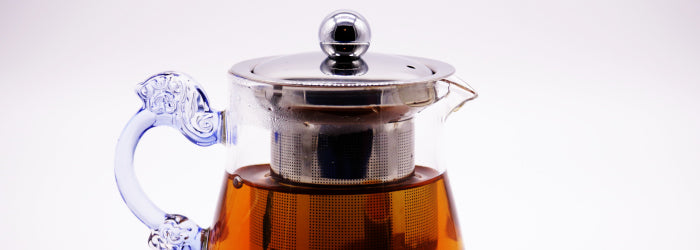 Metal infusers like this one (in a glass pot) are popular in large teapots made in Asia.