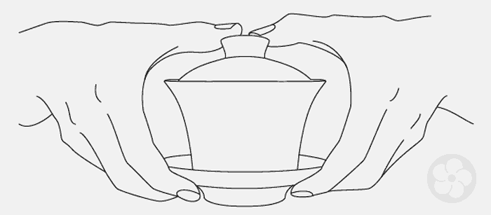 Use two hands to safely pour a gaiwan without burning fingers