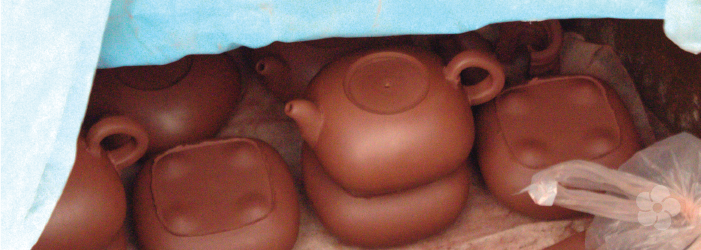 yixing clay formed into teapot bodies