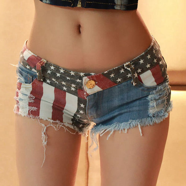 1pc Sexy Short Women American Us Flag Pattern Mini Shorts Fashion Jeans Hot Pants Denim Low