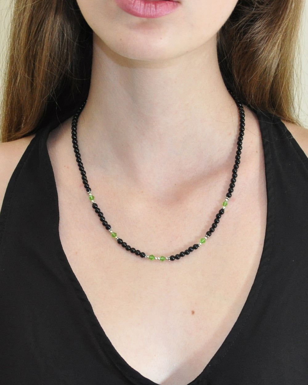 Abundance Green Crystals and Black Onyx Necklace