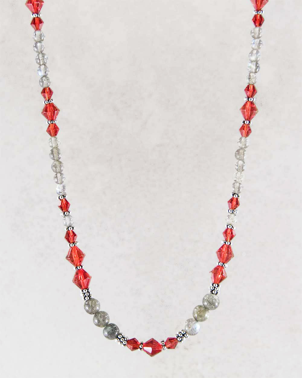 Divine Energy Red Crystals and Labradorite Necklace