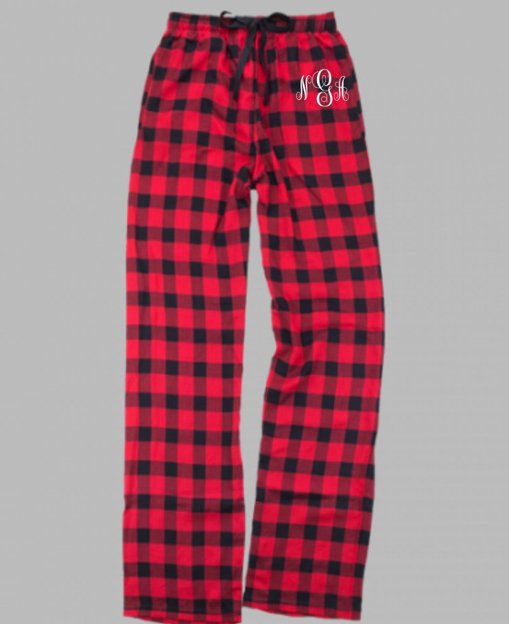 red and black plaid pants