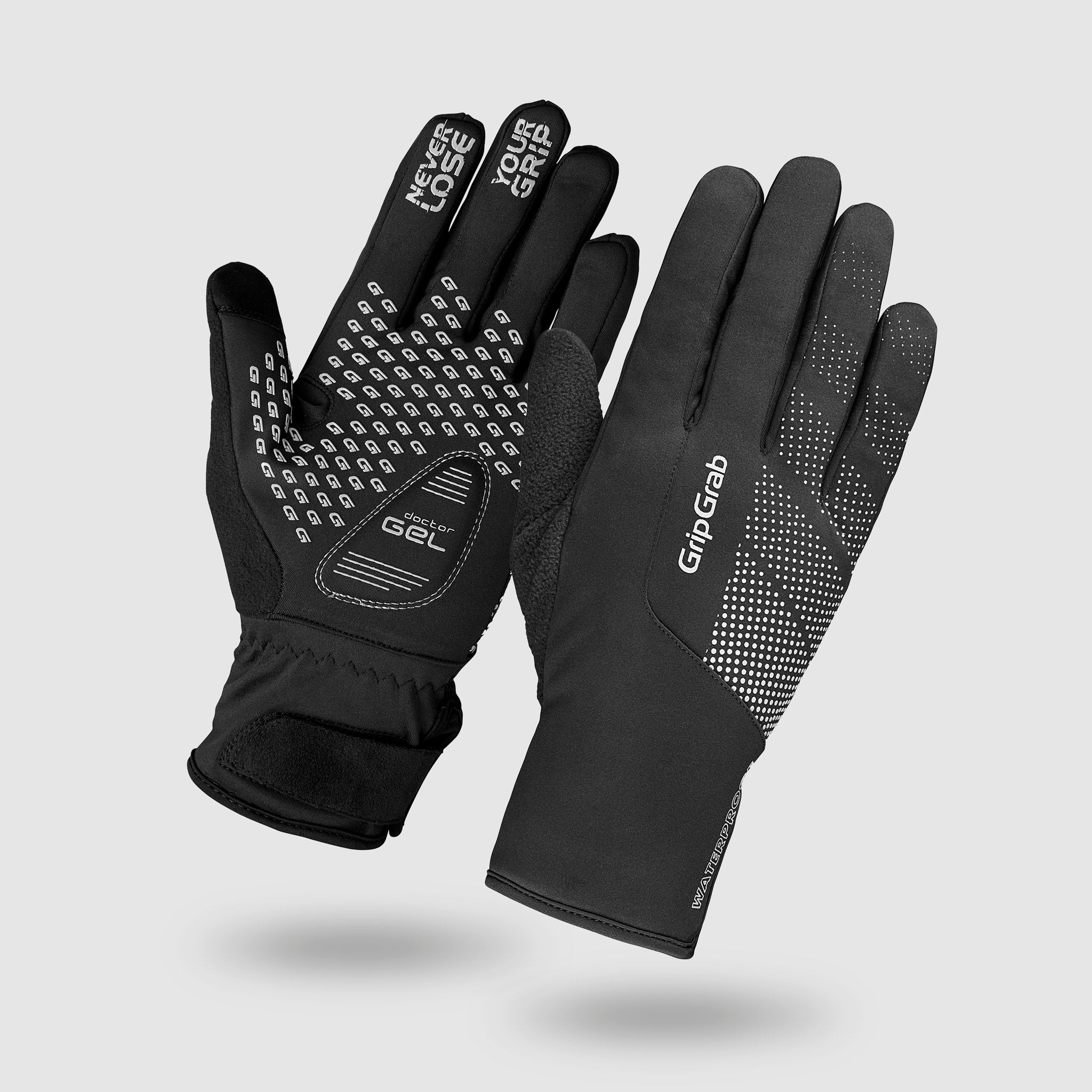 GripGrab Ride Waterproof Winter Thermal Padded Touchscreen Cycling Gloves Fleece-Lined Windproof Black Yellow HiViz