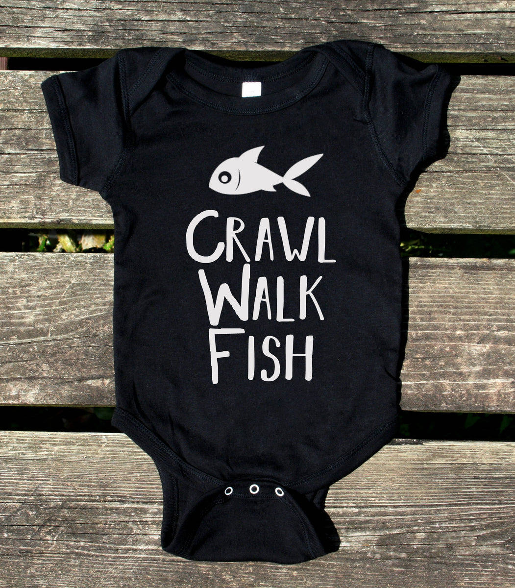 crawl walk fish onesie