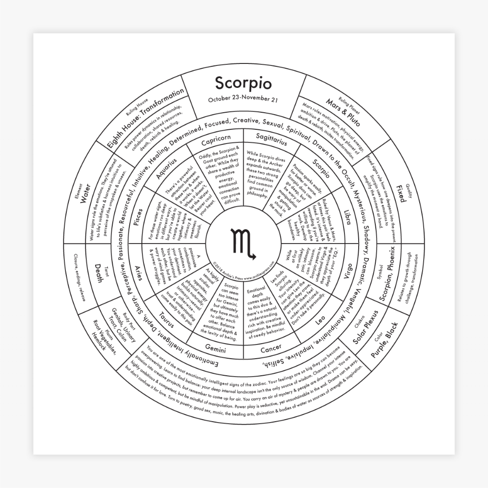 Scorpio Chart Print Archie's Press