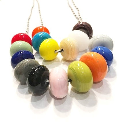 two strand multicolor necklace with glass beads