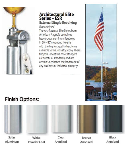 An illustrated description of all the finish options to the pole as well as an image of a finished flagpole