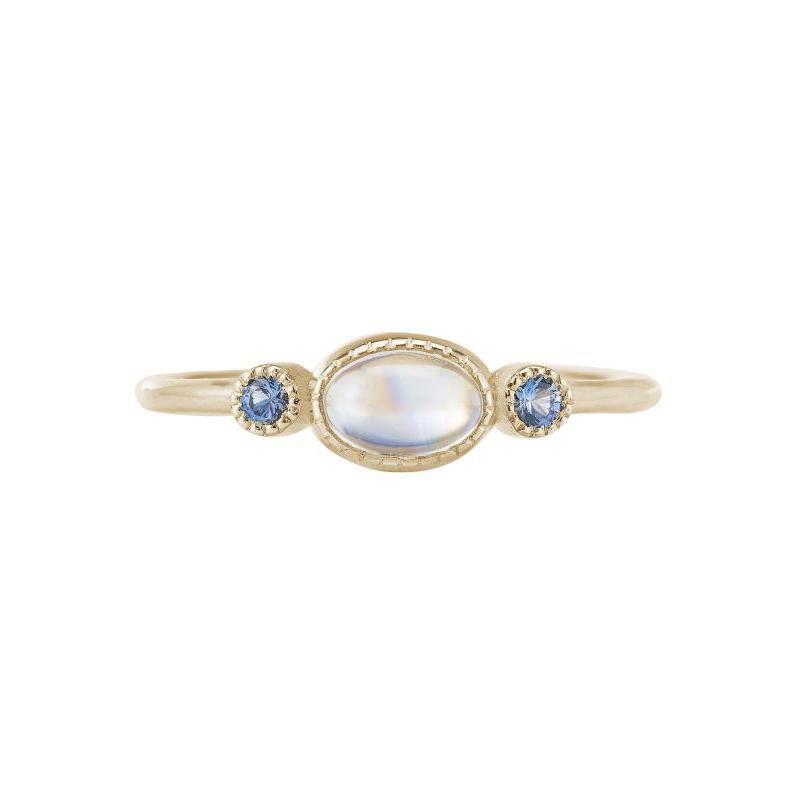 Moonstone Sapphire Reese Ring, moonstone, sapphires, dainty jewelry, stacking rings, alternative bridal, 14K, fine jewelry