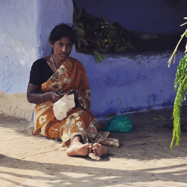 Embroidering by hand in India