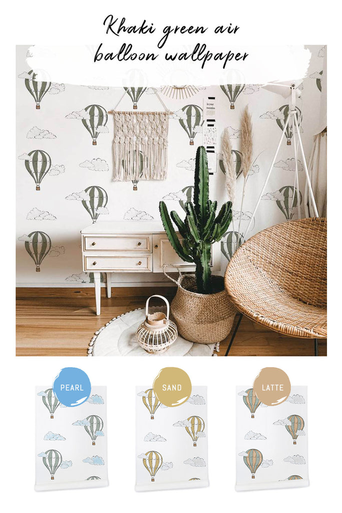 Trendy air balloon pattern removable wallpaper