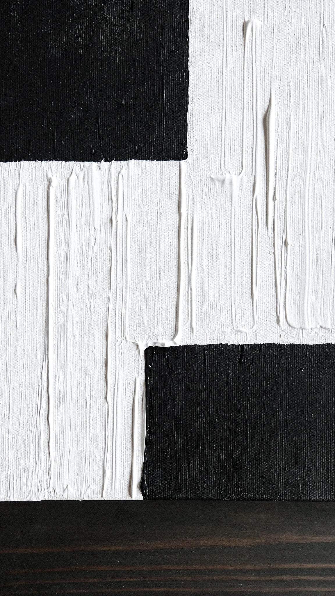 Modern minimal canvas painting DIY with black and white colors
