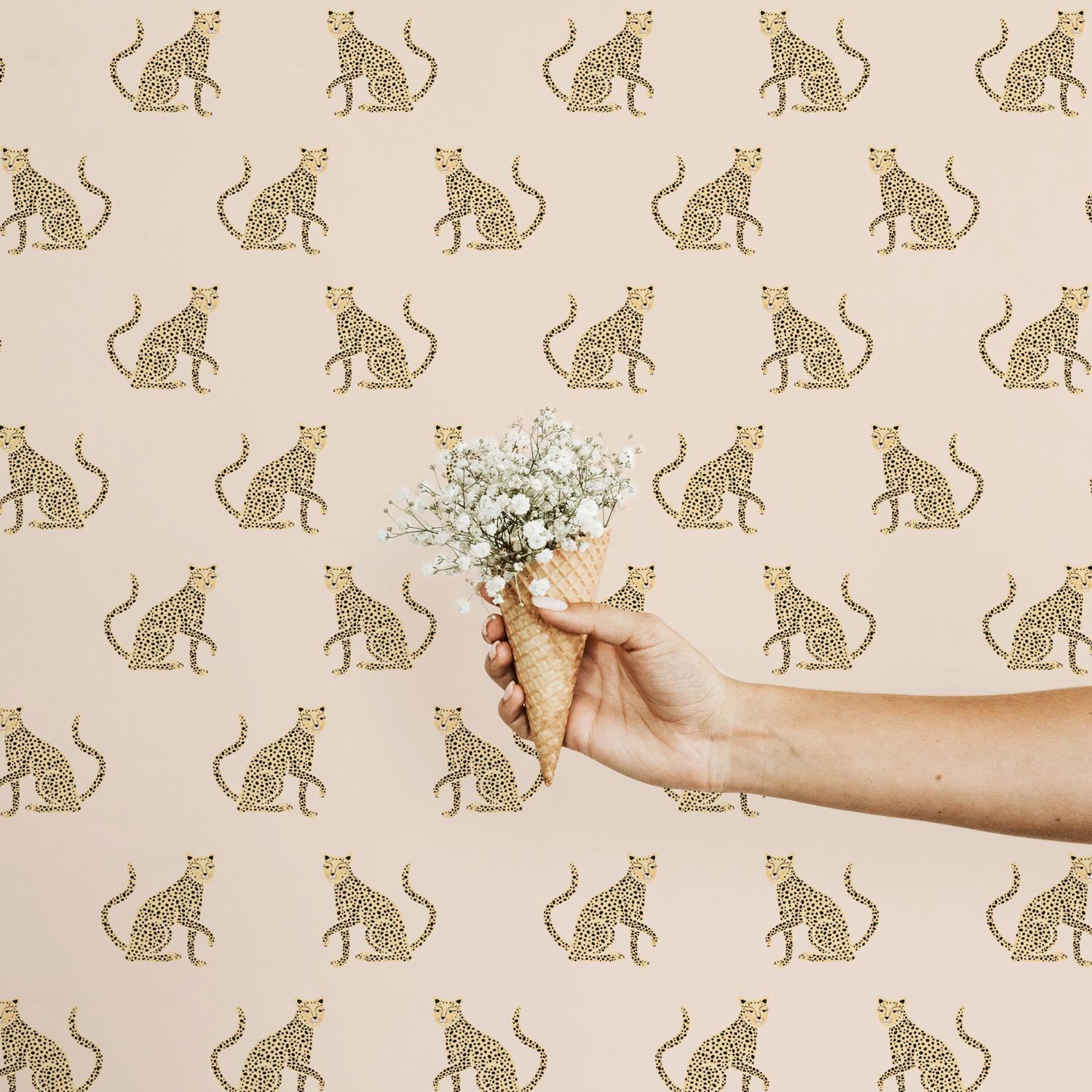 Feminine animal print removable wallpaper for bohemian baby girl nurseries