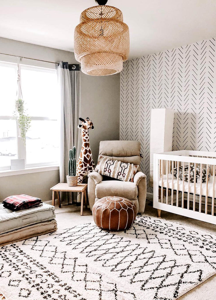 Safari themed nursery with minimal design removable wallpaper