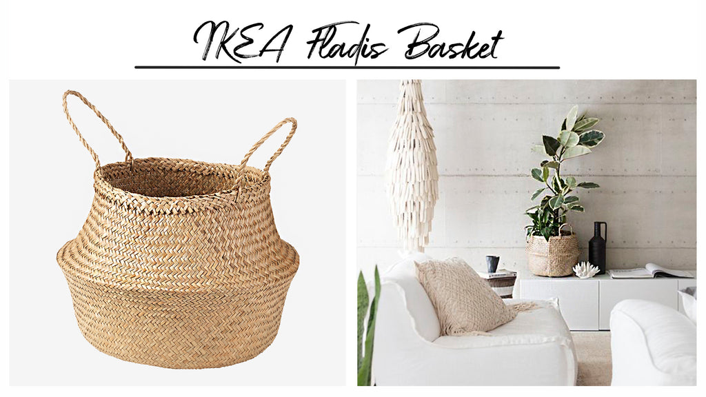 Woven basket for plant storage in scandinavian interior