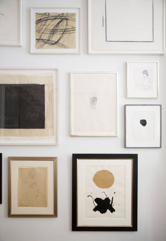 Modern minimal gallery wall in neutral colors