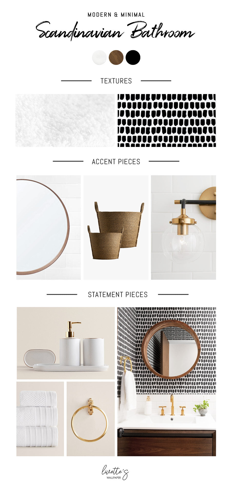 Scandinavian style bathroom interior inspiration mood board