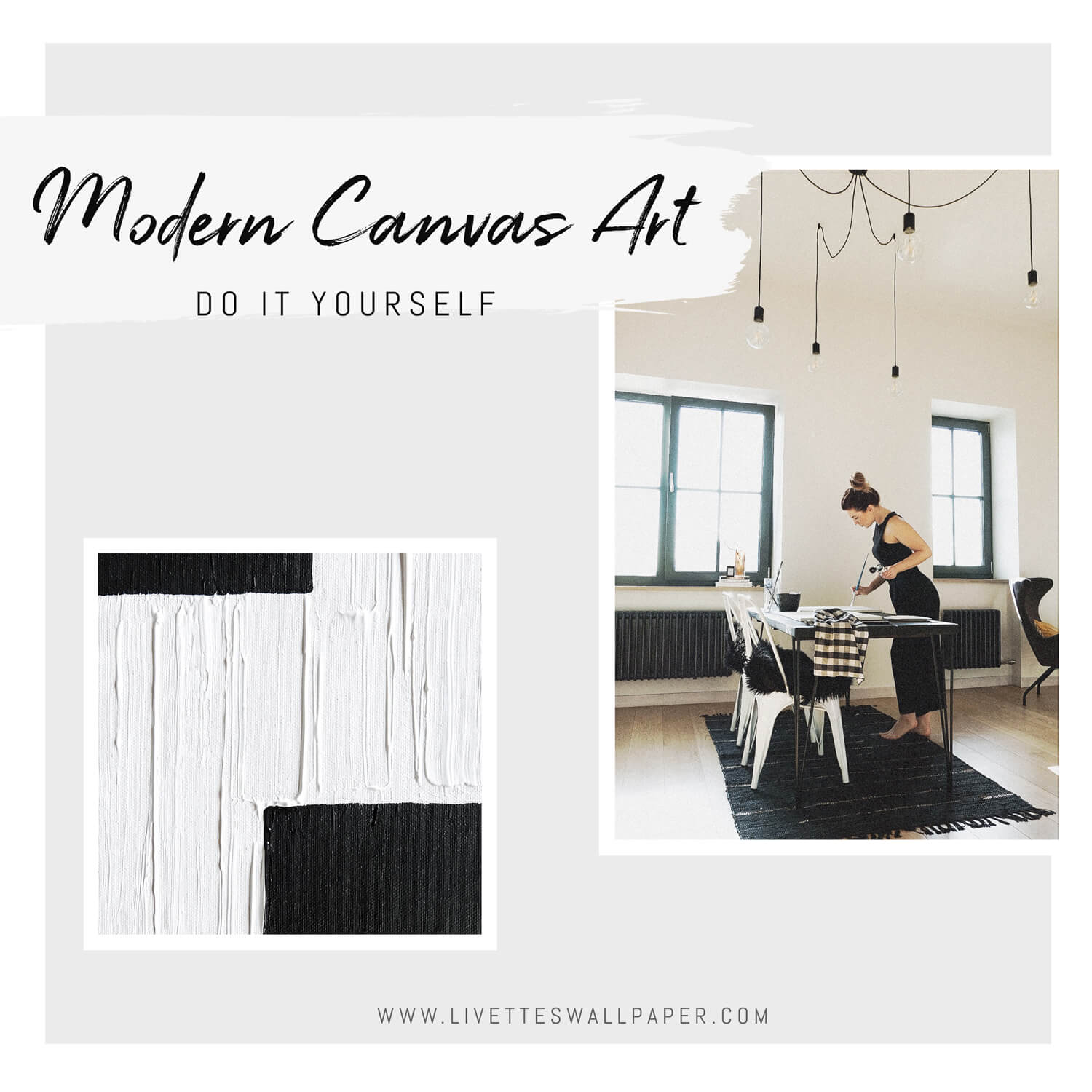 Modern abstract canvas art DIY - One Room Challenge 2019, Week 3